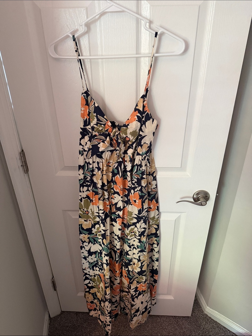 Boutique Spaghetti Strap Maxi Dress - Navy, Orange, Olive